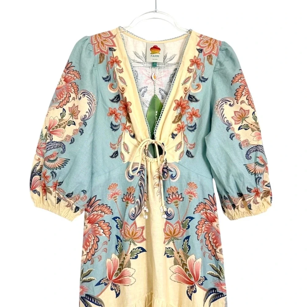 NWT Farm Rio Butter Yellow Boho Beauty Maxi Dress S NWT - Picture 7 of 13